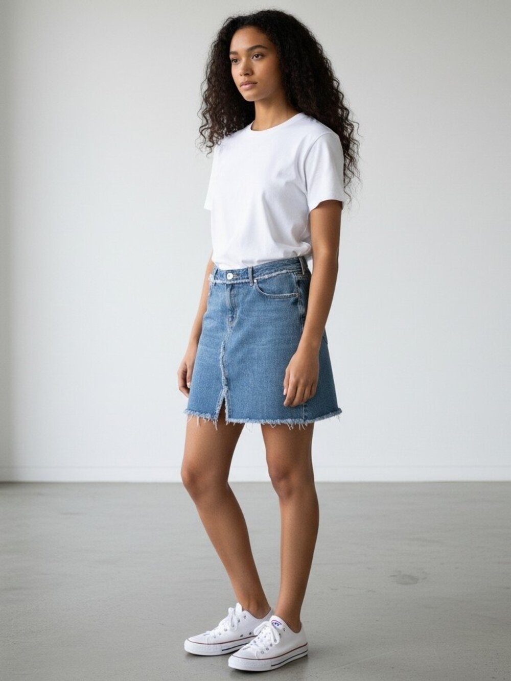 LOFT Women's Size 10 Blue Denim Frayed 5-Pocket Skirt Boho Utility Modern